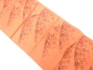 手織り紬　山並に花模様織り出し　名古屋帯